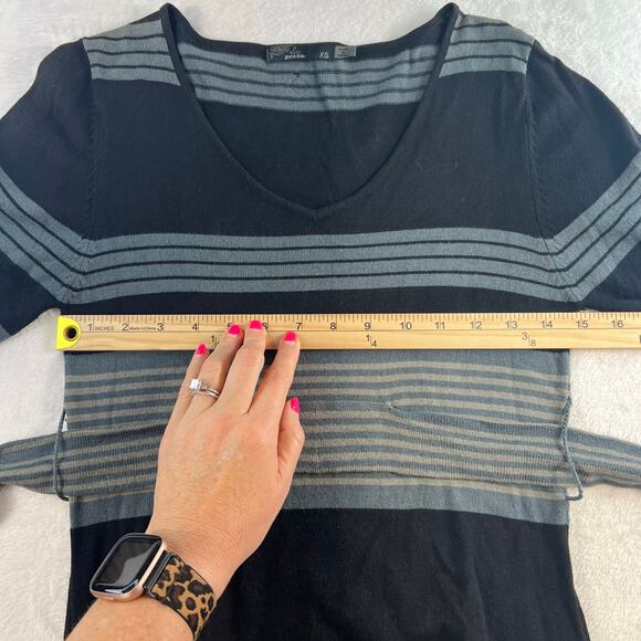 Prana Size XS Sydney Sweater Dress Long Sleeve Striped Tie Waist Lightweight - Picture 13 of 15